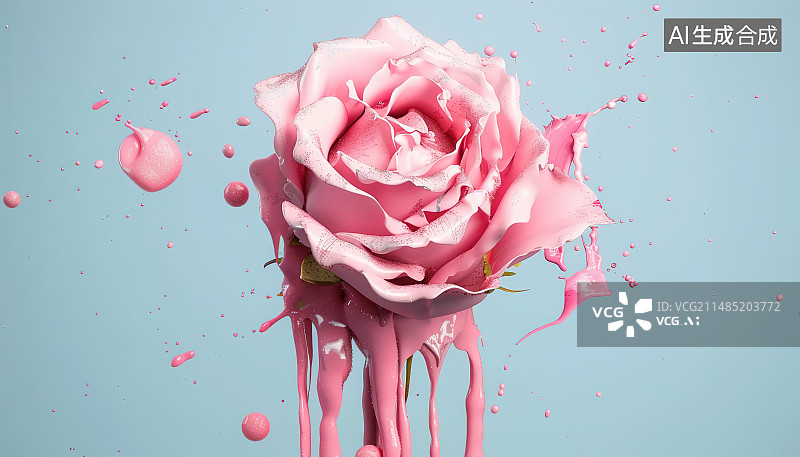 【AI数字艺术】粉色背景下玫瑰的特写镜头图片素材