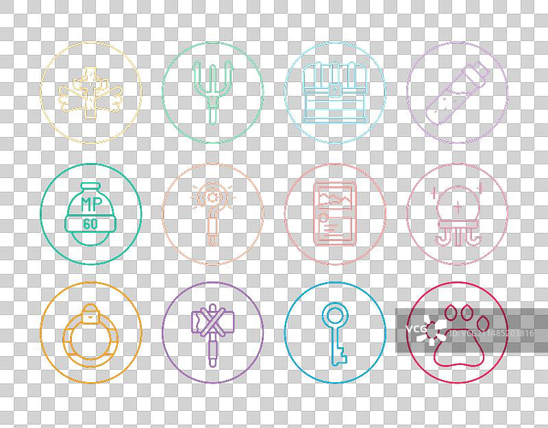 熊掌足迹魔法球箱子魔杖线条图标图片素材