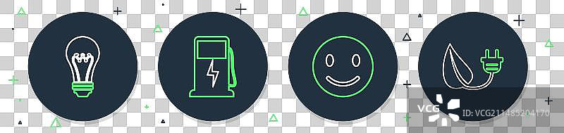 电动汽车充电站和笑脸图片素材