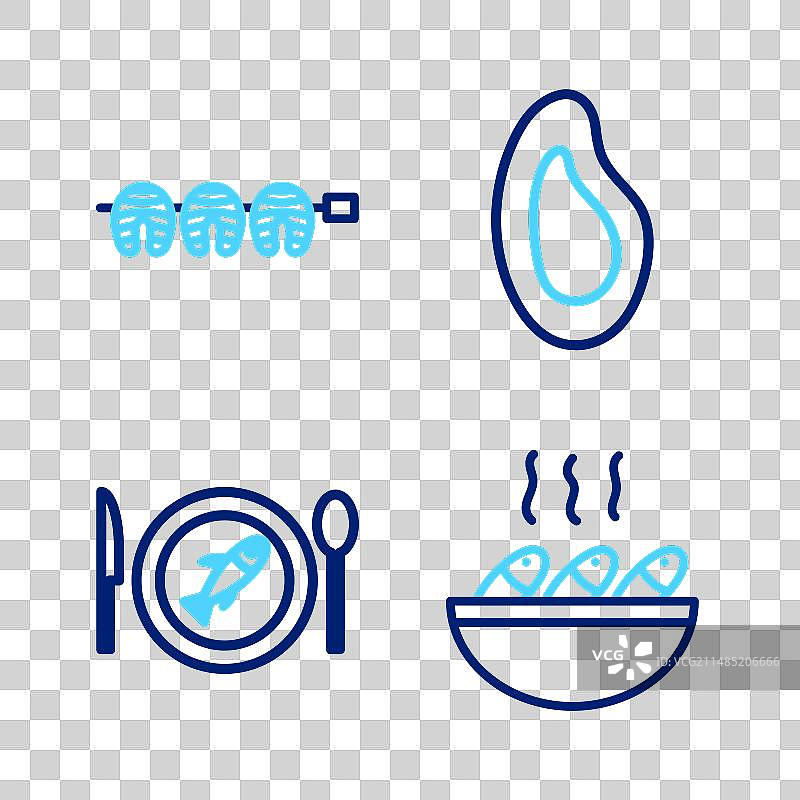 盘中鱼汤贻贝钓鱼线图片素材