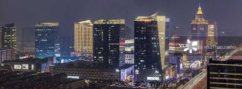 城市商业街区夜景图片素材