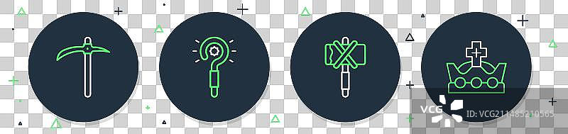 魔法棒中世纪斧头镐国王线条图片素材