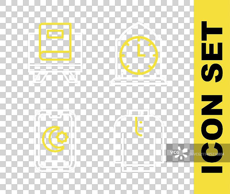 线性时钟，含衬衫和星月图案元素图片素材