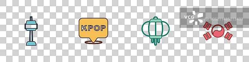 韩国首尔塔套装，K-POP韩国风图片素材