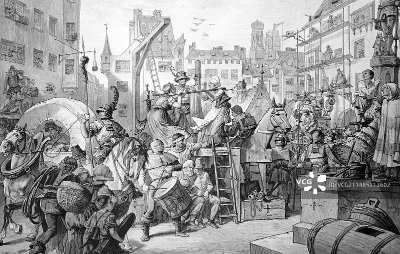 15世纪的慕尼黑玛丽恩广场图片素材