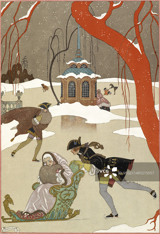 19世纪的法国滑冰场景图片素材