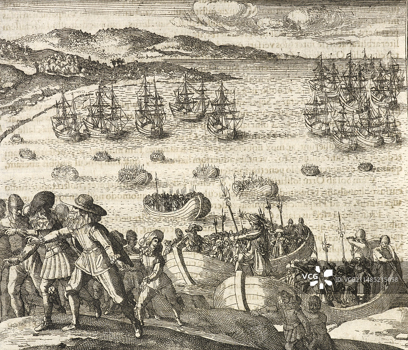 17世纪在美洲的欧洲人图片素材