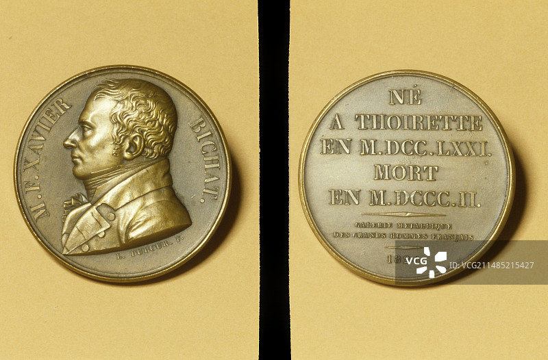 纪念泽维尔·比沙的圆形饰章图片素材