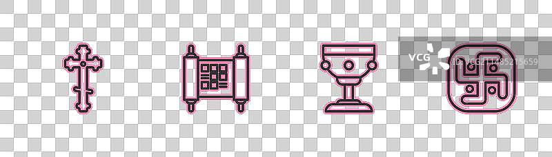 基督教十字架、圣杯与法令文件图片素材