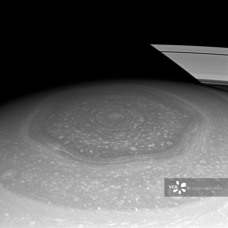 土星北极区域卡西尼号图像图片素材