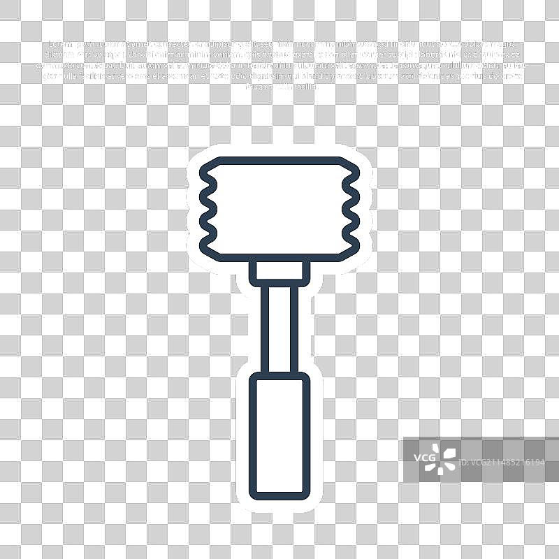 蓝色线条厨房锤子图标，蓝色背景图片素材