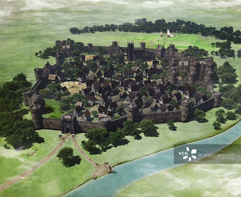 中世纪城市艺术作品图片素材