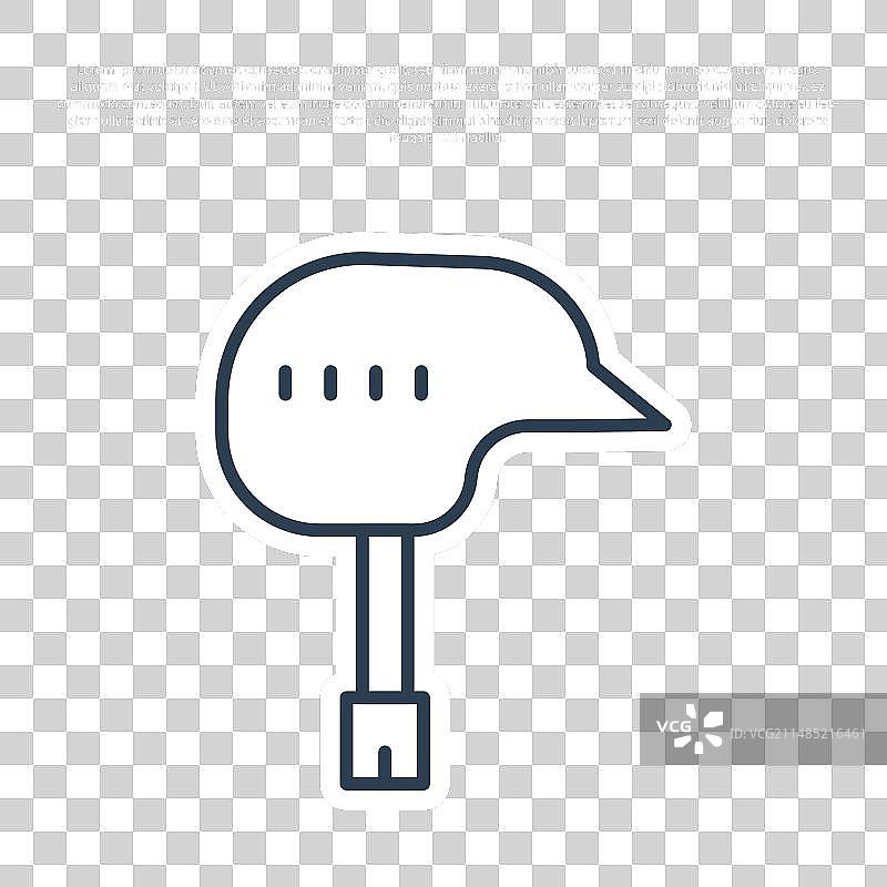 蓝色背景上隔离的蓝色线条自行车头盔图标图片素材