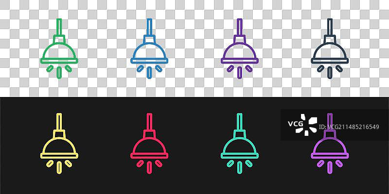 黑色背景上的吊灯线条图标图片素材