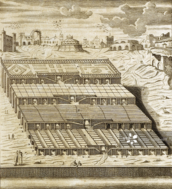 巴比伦空中花园,1679年画作图片素材