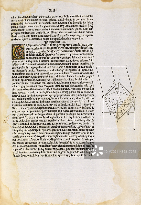 欧几里得《几何原本》，1482年图片素材