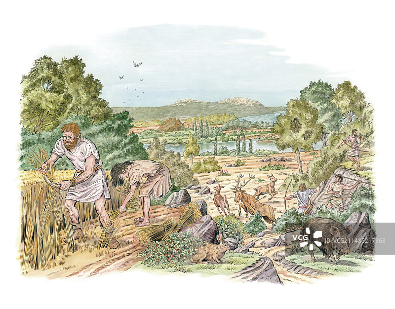 青铜时代的农业和狩猎艺术作品图片素材
