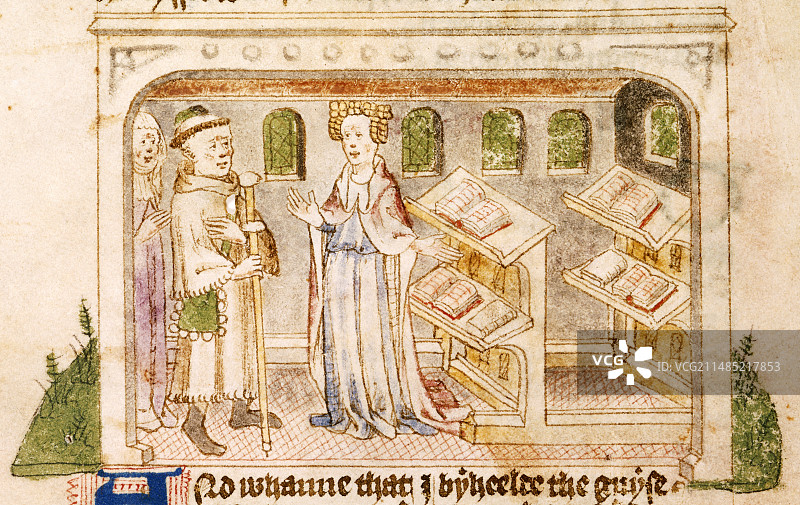书籍寓言，15世纪手稿图片素材