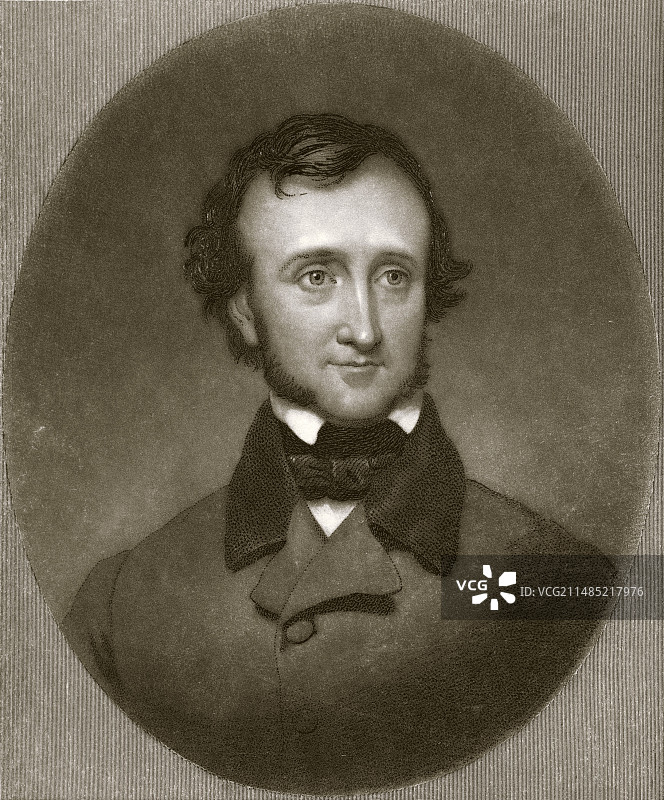 美国作家和诗人埃德加·爱伦·坡图片素材