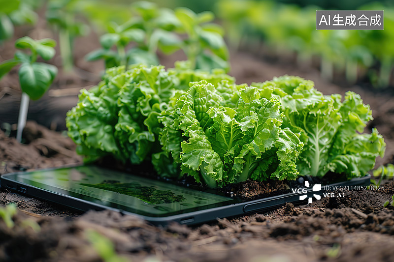 【AI数字艺术】菜地里正在生长的白菜图片素材