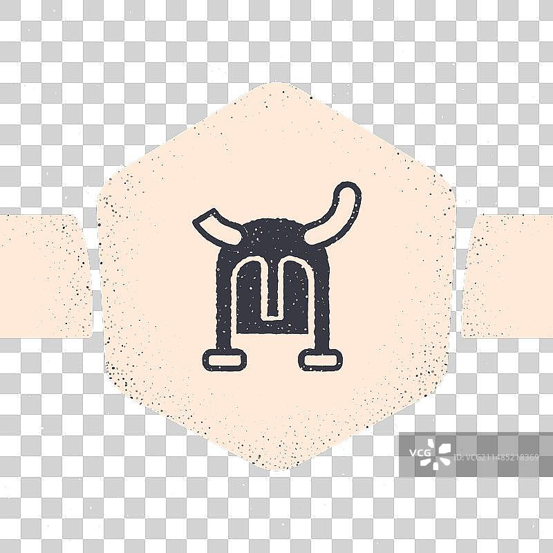 做旧风格带角头盔维京人图标图片素材