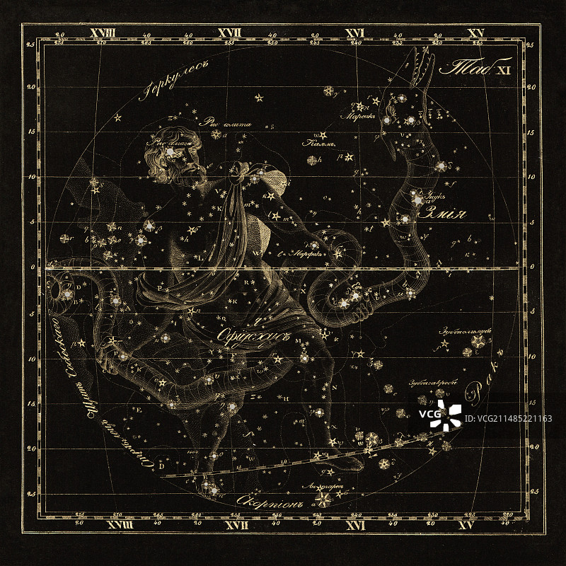 蛇夫座星座，1829年图片素材