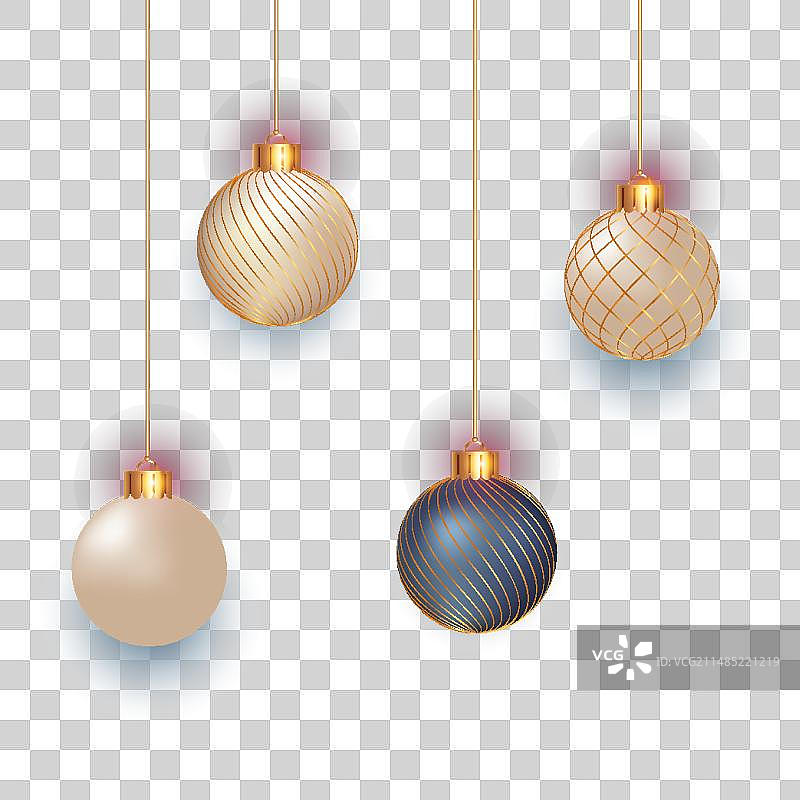 逼真的圣诞球装饰图片素材