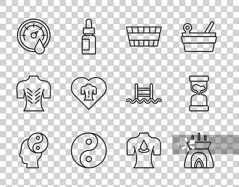 阴阳香薰蜡烛桑拿桶线条组合图片素材