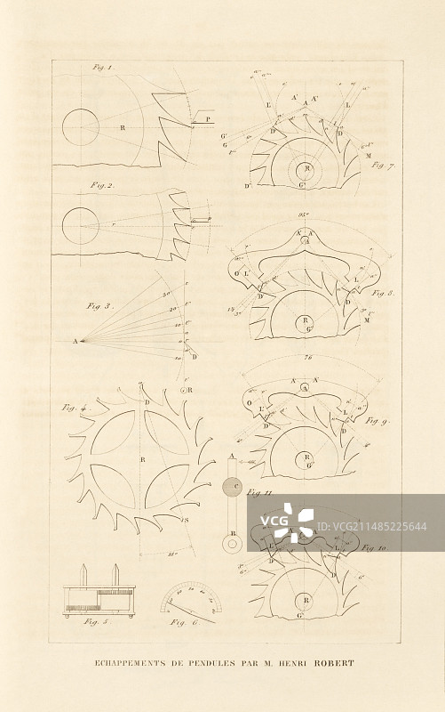19世纪摆锤擒纵机构艺术品图片素材