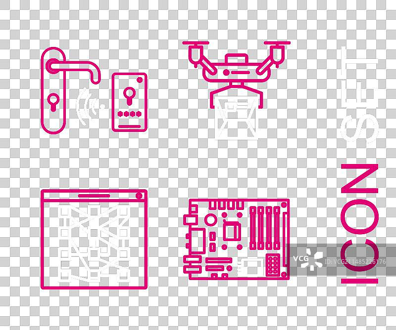电子计算机组件线条组合图片素材