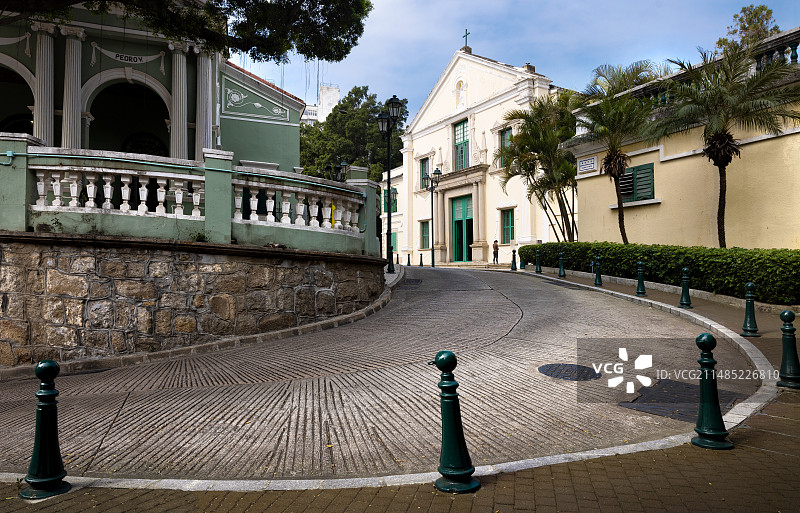 澳门岗顶前地岗顶剧院和圣奥斯定教堂图片素材