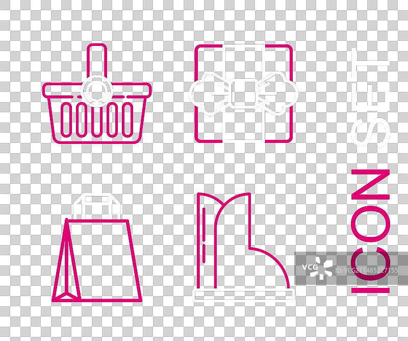 防水橡胶靴购物纸袋线条组合图片素材