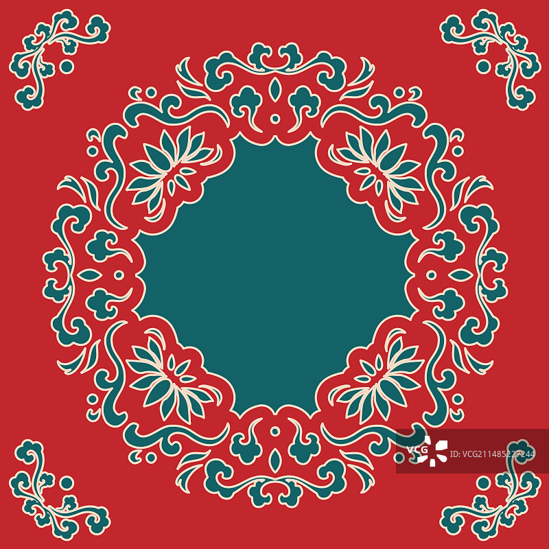 红色绿色中式喜庆祥云背景图片素材