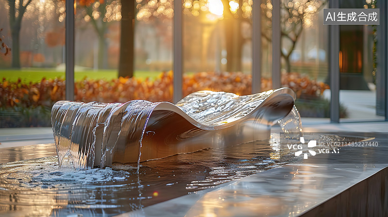 【AI数字艺术】秋天公园里的空椅子图片素材