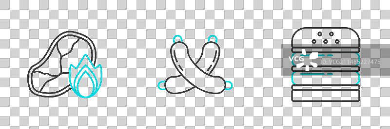 汉堡、烤牛排和火焰图片素材