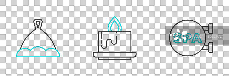 水疗沙龙桑拿帽香薰蜡烛线条图标图片素材
