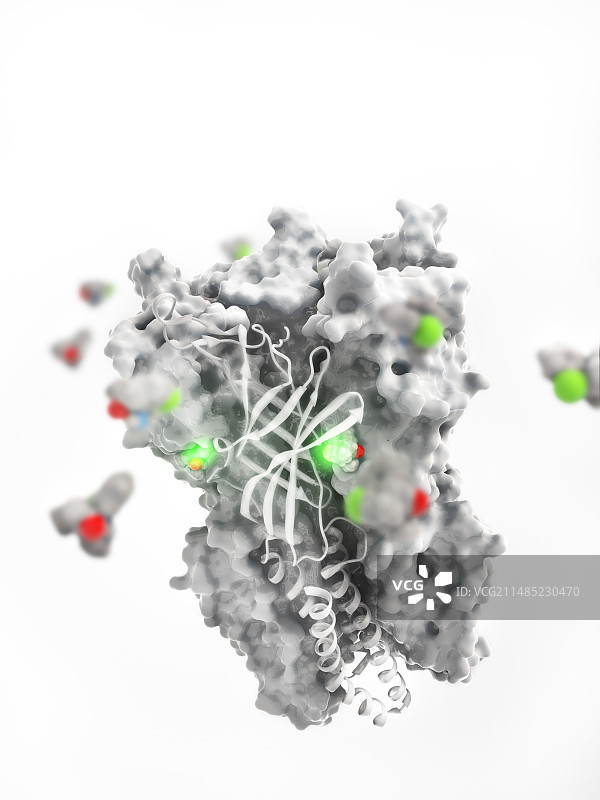 氯胺酮药物与离子通道结合图片素材