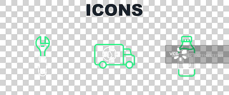 清洁剂瓶子扳手线条组合图片素材