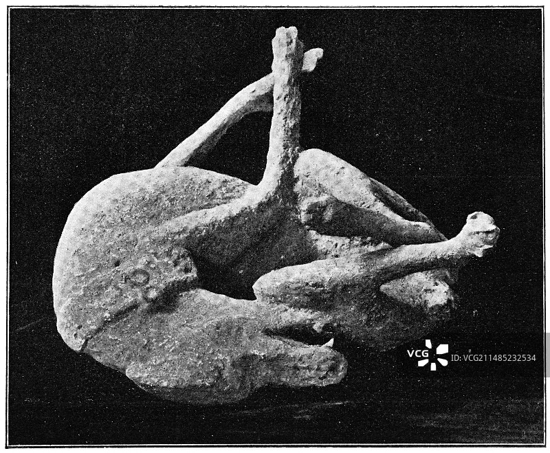 庞贝古城出土的石膏狗雕塑作品图片素材