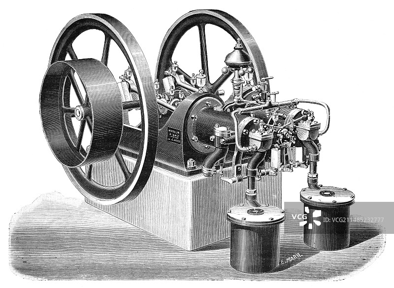 夏隆燃气发动机，1897年图片素材