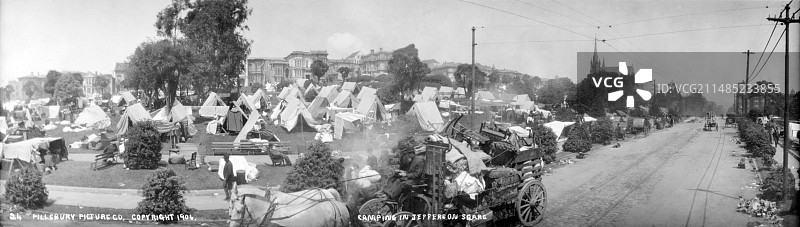 旧金山地震后的无家可归者图片素材