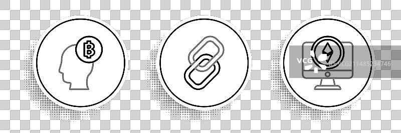 包含显示器和以太坊加密货币的集合图片素材