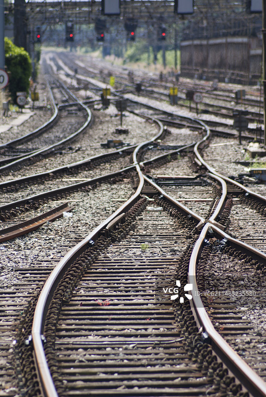 铁路线和热雾图片素材