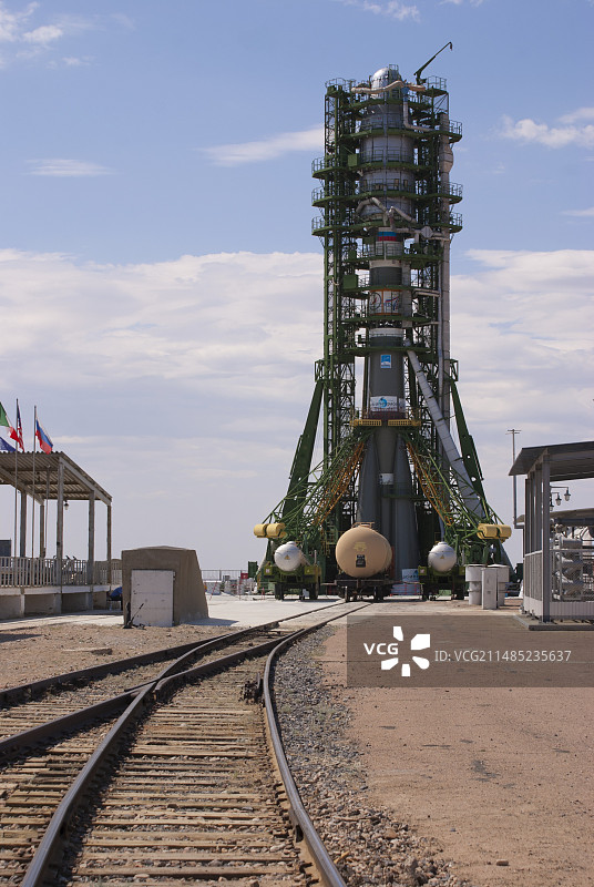 拜科努尔航天发射场的联盟号火箭图片素材