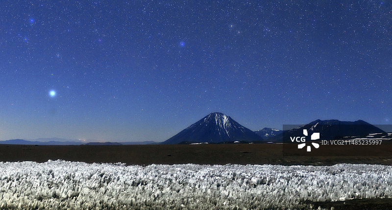 夜晚的利坎卡布尔火山图片素材