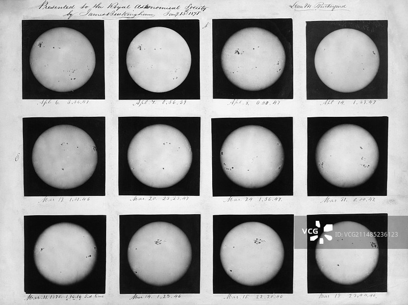 1870年太阳观测记录图片素材
