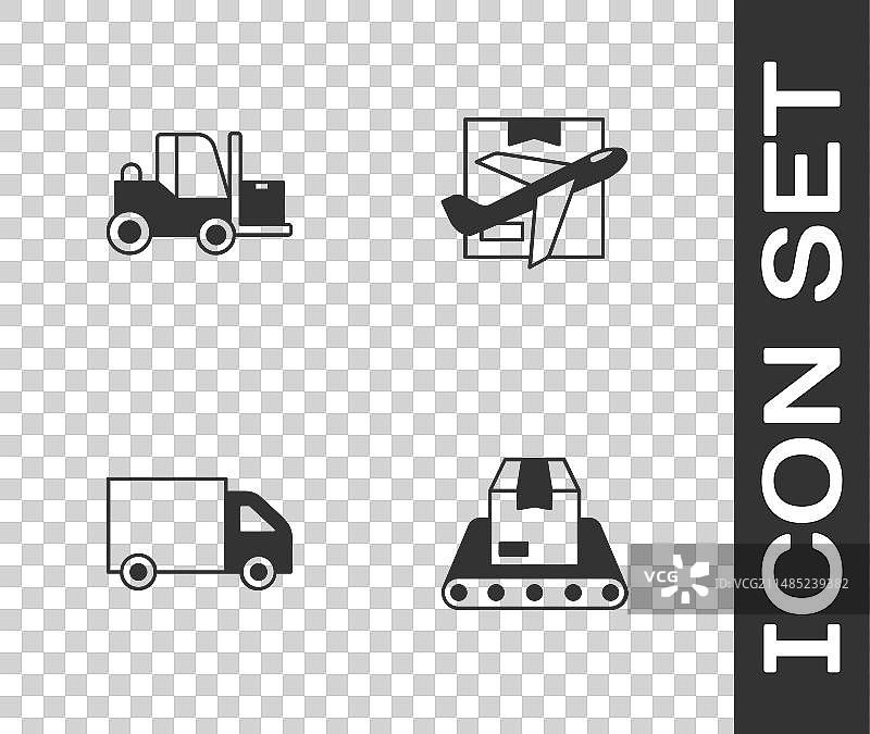 带箱子叉车输送带合集图片素材