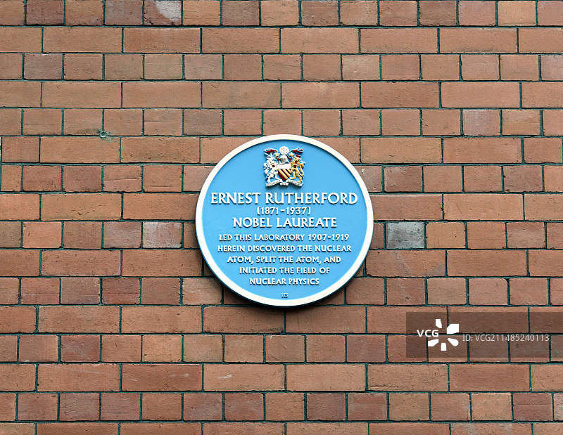 欧内斯特·卢瑟福牌匾，曼彻斯特图片素材