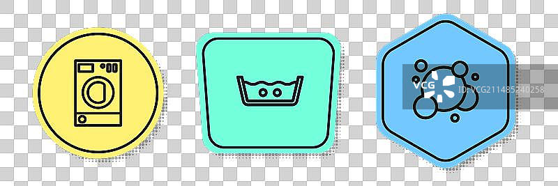 清洗餐具的线条图案：水温、洗涤剂和肥皂水图片素材