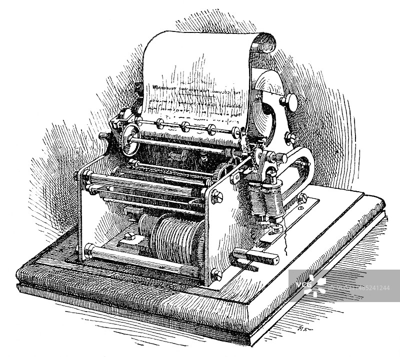 1889年的电报印刷机图片素材